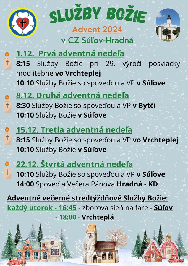 Služby Božie počas Adventu 2024